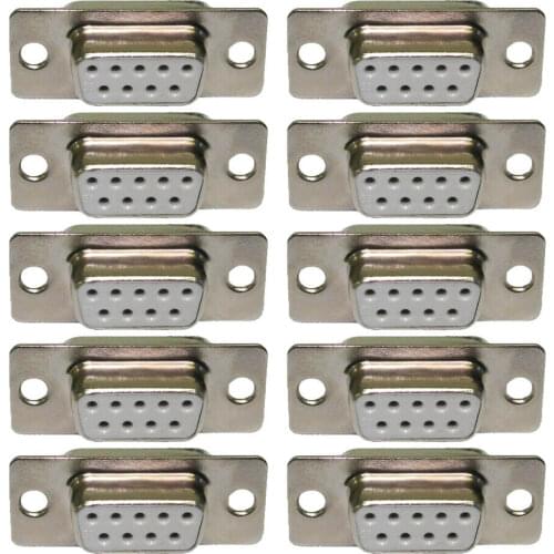 9 Pin Female D9 D-Sub Socket Solder Chassis Connector RS232 Serial DB9 10 PACK
