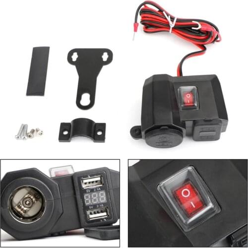 Areyourshop Universal USB Charger Power Adapter Socket Cell Phone GPS Waterproof 12v/24v with Voltmeter Motorcycle
