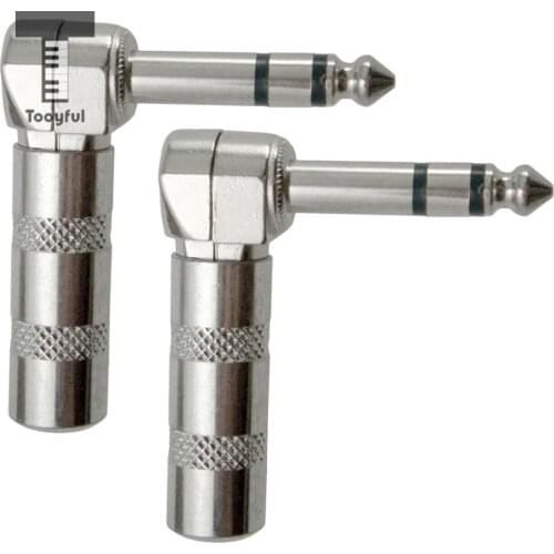 2 pieces Guitar Cable Audio Connectors Right Angle Male Stereo Phone Plug 6.35mm High quality