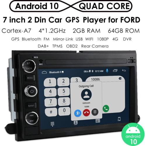 Android 10 Car Radio Stereo Multimidia GPS Navi Player For Ford 500/F150/Explorer/Edge/Expedition/Mustang/fusion/Freestyle DAB