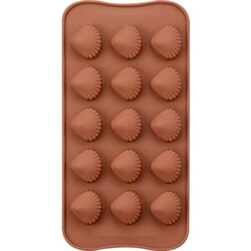 Free shipping 15 shell chocolate mold cooking tools Silicone Mould baking Fondant Sugar Craft DIY Cake candy cake
