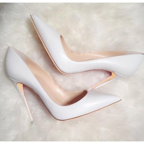 Free shipping fashion women Pumps white matt leather sexy lady Pointy toe high heels shoes size33-43 12cm 10cm 8cm party shoes