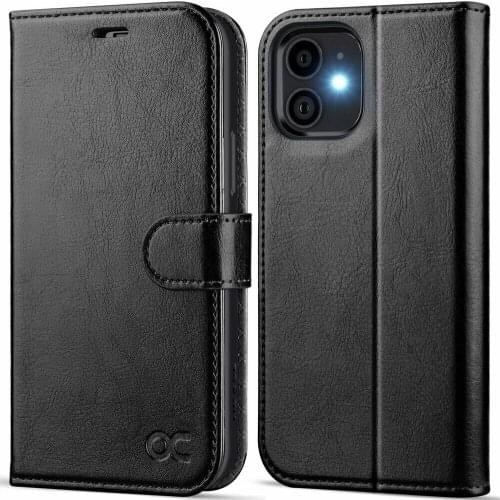 Coque Portefeuille Rabat Cuir Noir For iPhone 12 Mini 12 Pro Max Housse Flip Cover