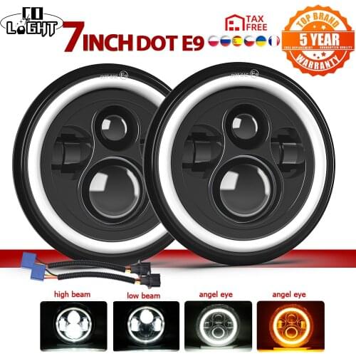 CO LIGHT Running Lights 80W Car Led H4 7inch Car Accessories Angel Eyes H4 Led Headlight For Lada Niva 4X4 Uaz Offroad 12V 24v