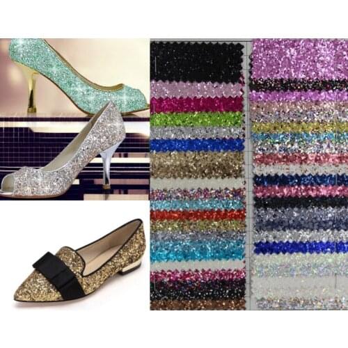 PU for wallpaper chunky glitter fabric material glitter leather glitter fabric for shoe highlight shoes laser shoes