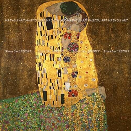 Canvas Painting Palette Klimt Kiss Love Face oil painting Poster wall art pictures for living room home decor caudros decoracion