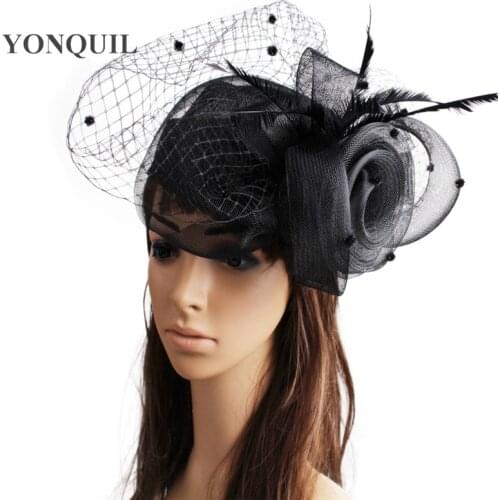 Red/Black/Ivory Elegant Ladies Hair Band Fascinators Hats Derby Crinoline Veils Headpiece Church Headpiece Hair Accessory MYQ110