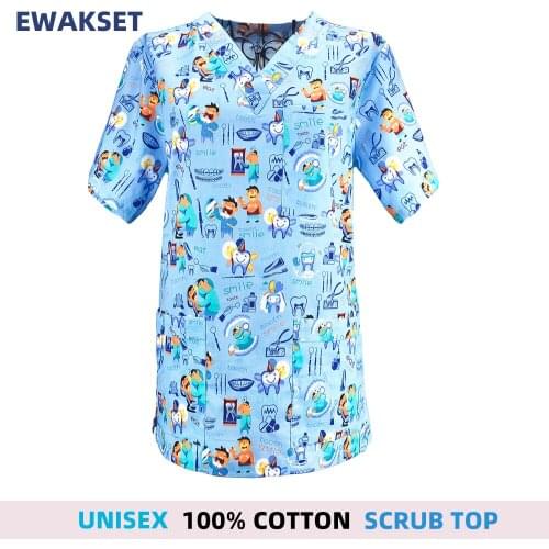 Nurse Workwear Scrub Uniform beauty salon dentistry Clinic Scrubs Top Nursing Uniform Women Men V Neck medical surgical uniforms
