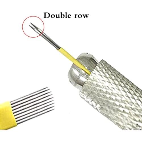 Microblading Tattoo Needle DOUBLE ROW Needle 9/15/17/19/21 Pin Shading Blade 2 Row for 3D Embroidery Fog Eyebrow & Lip Tattoo