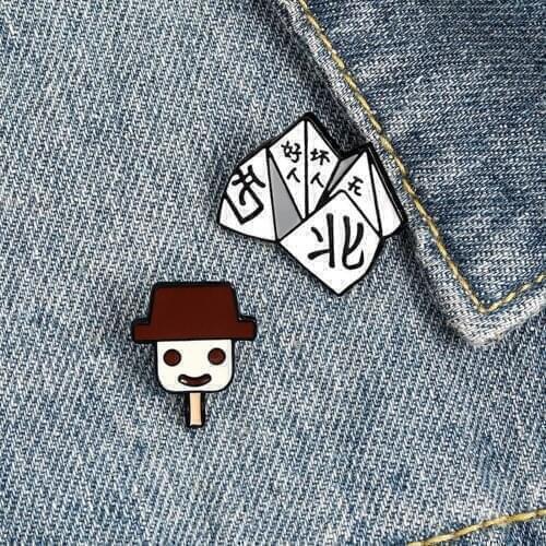 Cartoon Retro Childhood Origami Game Creative Enamel Brooch Pin Sweater Badge