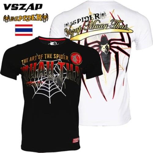 VSZAP Men Spider Short Sleeve Warrior Fitness T-shirt Training Clothes Sanda Fighting Muay Thai Jiu-Jitsu MMA Fighting Sports