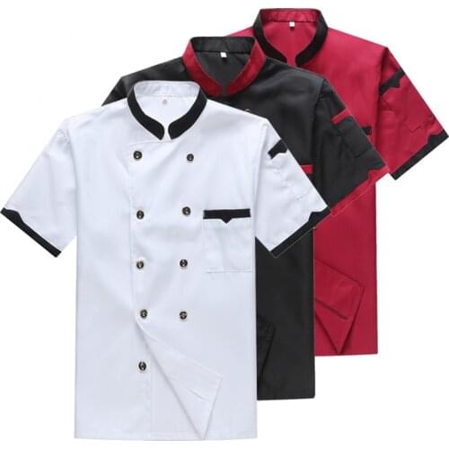 Chef Workwear Mens Short Sleeve Summer Breathable Sweat Thin Chefs Suit Short Sleeve Kitchen Catering Fast Food Shop Workwear