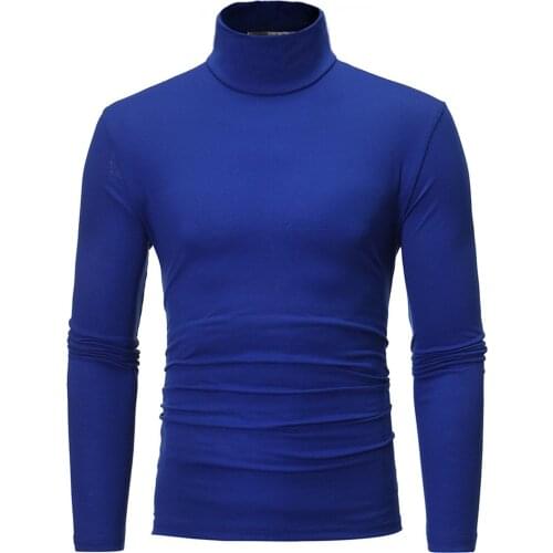 Mans Spring Autumn Base Pullover, Solid Color Long Sleeve Turtleneck Casual Slim Elastic T-shirt, Daily Life