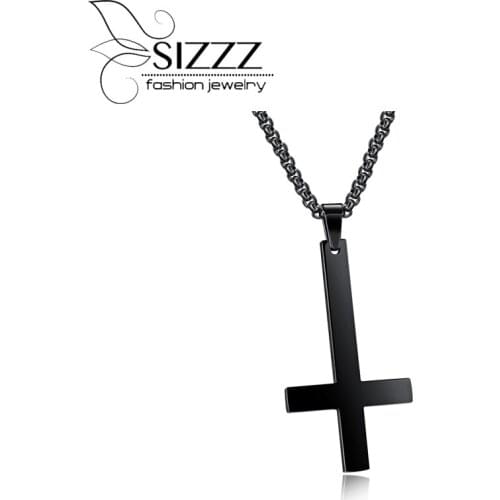 SIZZZ Personality 55MM stainless steel inverted cross pendant European and American fashion style accessories for men