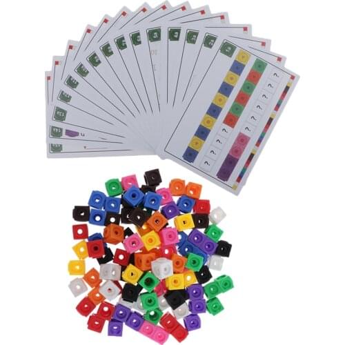 100 Pieces Mathlink Cube Building Sets - 15 Pieces Cards + 100 Pieces
