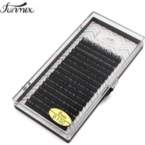Funmix 16Rows Faux mink individual eyelash lashes maquiagem cilios for professionals soft mink eyelash extension