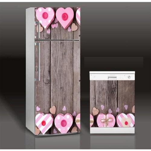Fridge Sticker Love Sign On Wood Art Refrigerator Dishwasher Door Wrap Kitchen Wallpaper Accessories Modern 3d Wall Stickers