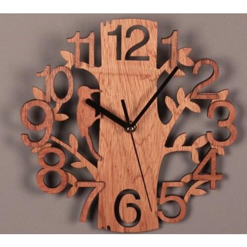 Wall Clock Tree-Shape Silent Non-Ticking Clock for Office Living Room Bedroom Decor