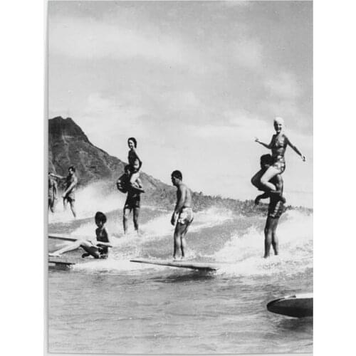 Wall Art Canvas Print Posters Painting Hawaii Tandem Surfing Vintage Sters Picture Home Decor Living Room Modern Artwork Modular