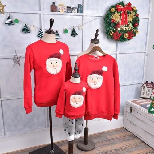 New Matching Family Outfits Thicken Santa Claus Christmas Long Sleeve Sweatshirt for Mom and Daughter Dad and Son Pullover 2020