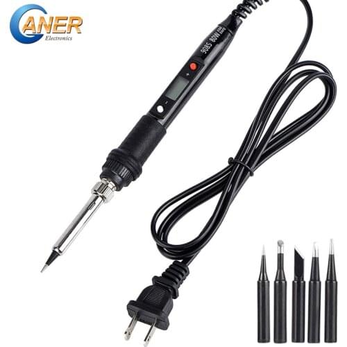 Ganer Black 80W LCD Digital Display Temperature Adjustabl Electric Solder Iron Set Welding Rework Station with copper soldeirng