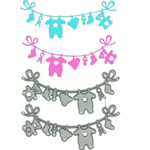 Hanging Infant Clothes Pattern Metal Cutting Dies Scrapbooking Handmade Baby Shower Invitation Card Album Photo Decorating