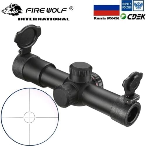 FIRE WOLF 4.5x20 E Mil-Dot Riflescope Hunting Rifle Scope Red Illuminated AK47 AK74 AR15 Riflescope With Flip-open Lens Caps