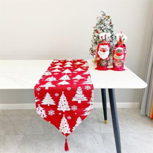 Christmas Table Runner Red Tablecloth Home New Year Decorations 2022 Christmas Tree Xmas Decor Home Textile Table Runner Cloth