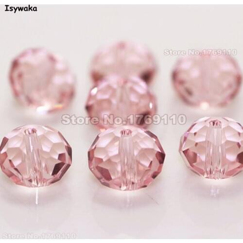 Isywaka Pink Color 8*10mm 70pcs Rondelle Austria faceted Crystal Glass Beads Loose Spacer Round Beads for Jewelry Making