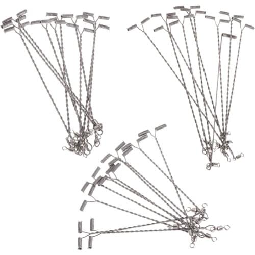 10Pcs Fishing Wire Arm With Swivel T Shaped Stainless Steel 9/12/15cm Rig Tackle