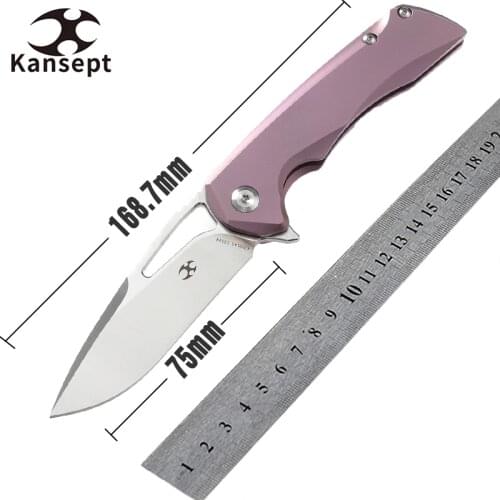 S35VN Folding Knife Kansept Mini Kryo K2001A5 Tactical Survival Knife Camping Blade Edc Under 3'' Titanium Handle Pocket Knives
