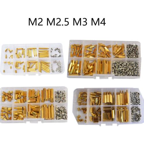 M3 Hex Brass Male Standoff Pillar Mount Threaded Hexagon PCB Motherboard Spacer Bolt Screw Nut Assortment Kit Set Box