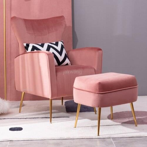 Nordic Single Lazy Sofa Customized Couch Chair Balcony Leisure Bedroom Living Room Chair Frame Comfortable Single Sofa Chair