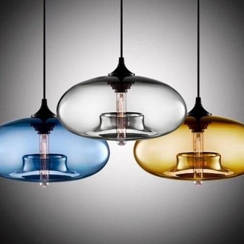 Nordic Modern hanging loft 7 Color Glass lustre Pendant Lamp industrial decor Lights Fixtures e27/e26 for Kitchen Restaurant