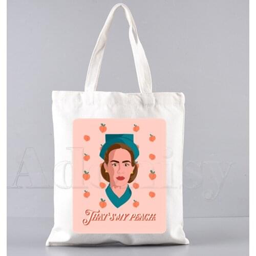 Sarah Paulson Women Canvas Tote Bag Eco Shopping Bag Large Capacity Shoulder Bag for Women Female Foldable Beach Shopper Bag