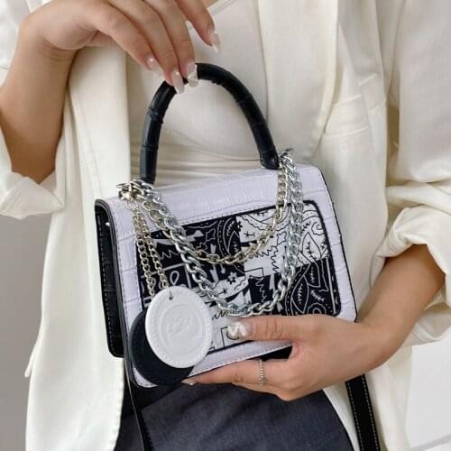 Luxury Top-Handle Tote Women New Stone Grain Leather Small Handbag Girl Brand Design Graffiti Shoulder Crossbody Bags Female