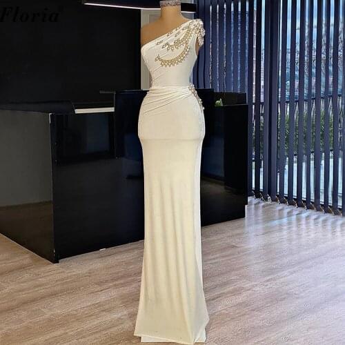 Middle East Mermaid Evening Dresses Long One Shoulder Sexy Prom Dresses For Women Dubai Wedding Party Dresses Vestidos Formales