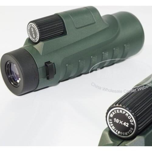 Waterproof Fogproof 10x42 Monocular Telescope Green Color for Bird Watching Camping Hiking