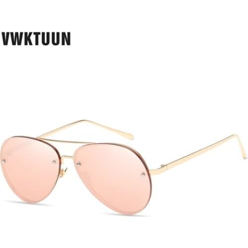 VWKTUUN Mirror Metal Frame Luxury Pilot Sunglasses Women Men Vintage Sun Glasses Ladies Male Classic Eyewear Shades Sunglass