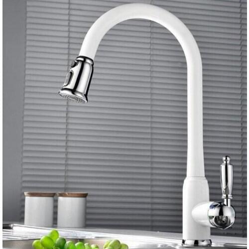 High Quality New Arrivals total brass pull out kitchen faucet white hot and cold kitchen mixer sink mixer tap wash basin faucet