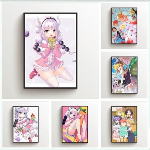 WTQ Canvas Painting Anime Posters Miss Kobayashis Dragon Maid Tohru Kanna Kamui Wall Decor Wall Art Picture Room Decor