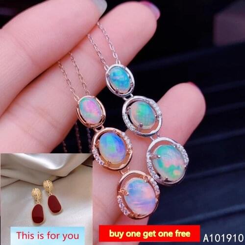 KJJEAXCMY boutique jewelry 925 sterling silver inlaid Natural opal pendant Female necklace supports detection fashion