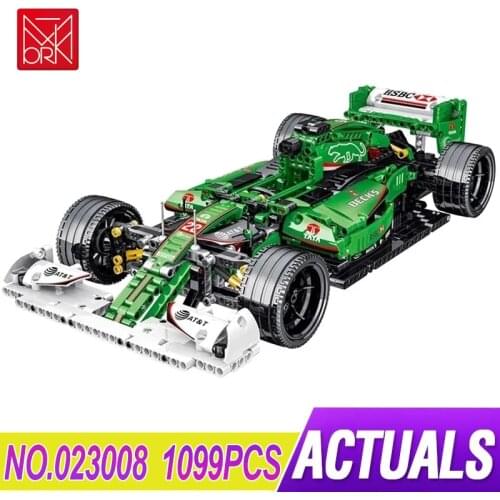MOC 023008 Green F1 Sports car Technology Series Simulation 1:14 Model Building Blocks Car 1099pcs Bricks Toys Gift