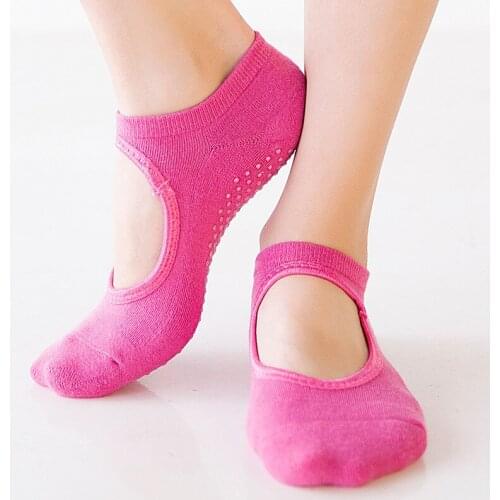 Women Pilates Socks Anti-Slip Breathable Backless Yoga Socks Ankle Ballet Dance Combed Cotton Sports Socks for Fitness Gym