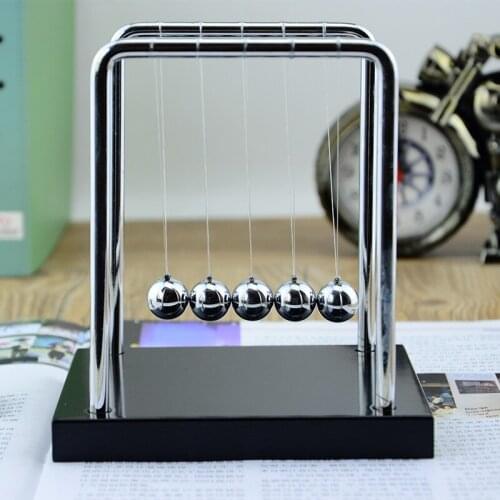 ZOCDOU 1 Piece Solid Wood Base Stainless Steel Bracket Newton Swing Ball Statue Figurine Crafts Ornament Miniatures DIY