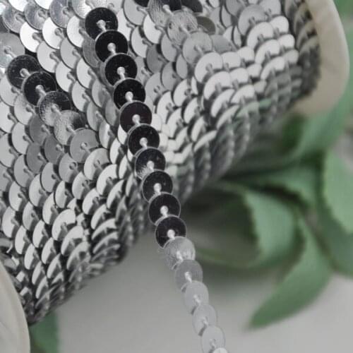 10Y Silver Color Sequin Ribbon Spangle Lace Sewing Decoration Wedding Embroidery Trim Diy S16