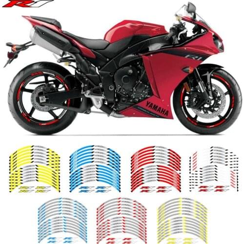 New high quality 12 Pcs Fit Motorcycle Wheel Sticker stripe Reflective Rim For Yamaha YZFR1 YZF R1