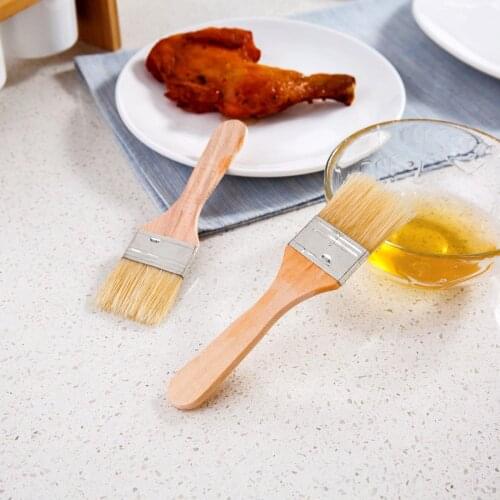 2PCS Kitchen Oil Brushes Basting Brush Wood Handle BBQ Grill Pastry Brush Baking Cooking Tools Butter Honey Sauce Brushes