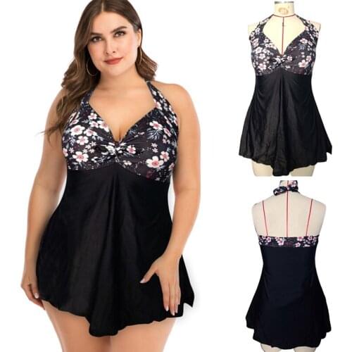 2021 Halter Tankini Swimsuit Deep V Plus Size Swimwear Women Vintage Floral Tankini Shorts Swimming Suit maillot de bain femme