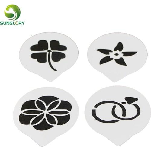 4PCS/SET Fondant Flowers Cake Stencil Decoration Kitchen Cake Template Mold Coffee Cookie Cupcake Stencil Baking Tools For Cakes